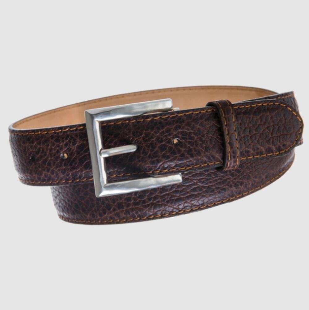 Links and Kings Men's Brown Leather American Bison Belt Size 40